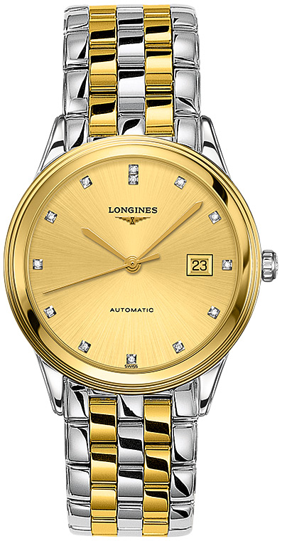 Унисекс часы Longines Flagship L4.974.3.37.7, механизм механический с автоподзаводом, циферблат золотистый, браслет нержавеющая сталь + pvd — Изображение 1
