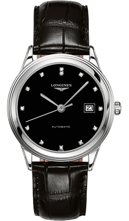 Унисекс механический с автоподзаводом часы Longines Flagship L4.974.4.57.2 черный кожа аллигатора — Изображение 1