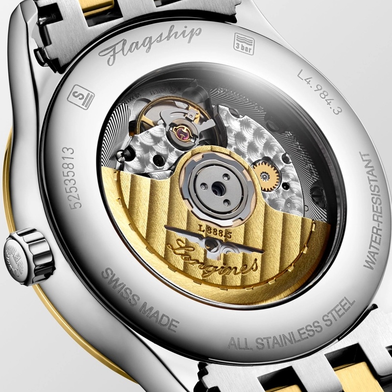 Мужские механический с автоподзаводом часы Longines Flagship L4.984.3.21.7 белый нержавеющая сталь + желтое pvd покрытие — Изображение 3
