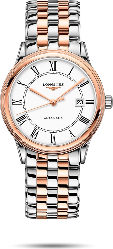 Мужские механический с автоподзаводом часы Longines Flagship L4.984.3.91.7 белый нержавеющая сталь и розовое pvd- покрытие — Изображение 1