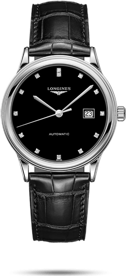 Унисекс механический с автоподзаводом часы Longines Flagship L4.984.4.57.2 черный кожа — Изображение 1