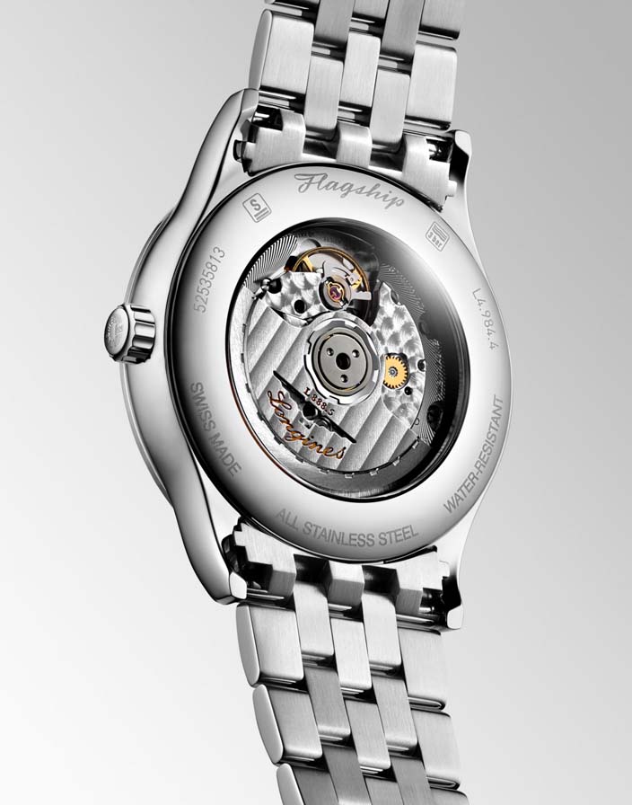 Мужские часы Longines Flagship L4.984.4.70.6, механизм механический с автоподзаводом, циферблат серебристый, браслет нержавеющая сталь — Изображение 4