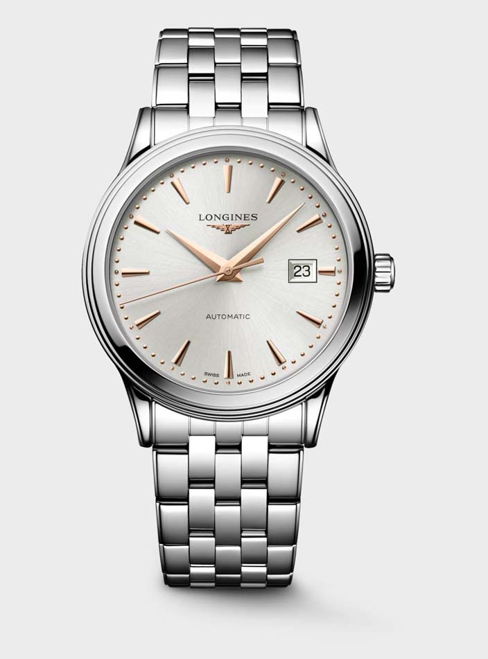 Мужские часы Longines Flagship L4.984.4.70.6, механизм механический с автоподзаводом, циферблат серебристый, браслет нержавеющая сталь — Изображение 1