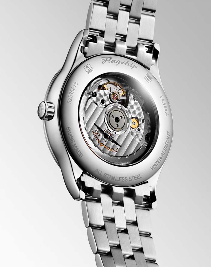 Мужские часы Longines Flagship L4.984.4.98.6, механизм механический с автоподзаводом, циферблат синий, браслет нержавеющая сталь — Изображение 4