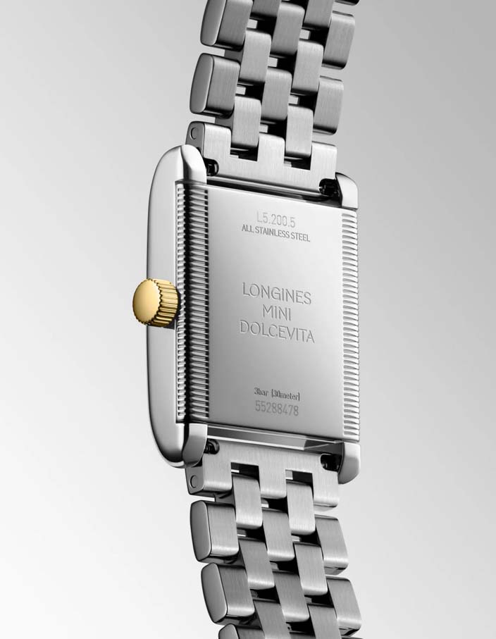 Женские часы Longines Longines Mini DolceVita L5.200.5.70.7, механизм кварцевый, циферблат серебристый, браслет нержавеющая сталь + золото 18к — Изображение 6