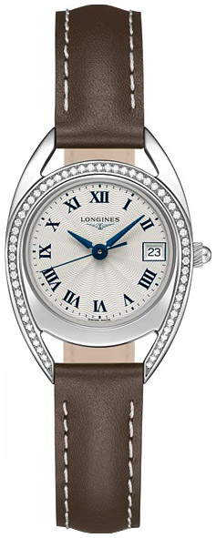 Женские часы Longines The Longines Equestrian Collection L6.136.0.71.2, механизм кварцевый, циферблат серебристый, браслет кожа — Изображение 1