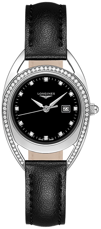 Женские часы Longines The Longines Equestrian Collection L6.137.0.57.0, механизм кварцевый, циферблат черный, браслет кожа — Изображение 1