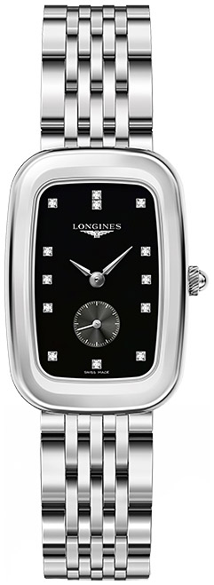 Женские часы Longines Equestrian Boucle L6.143.4.57.6, механизм кварцевый, циферблат черный, браслет нержавеющая сталь — Изображение 1