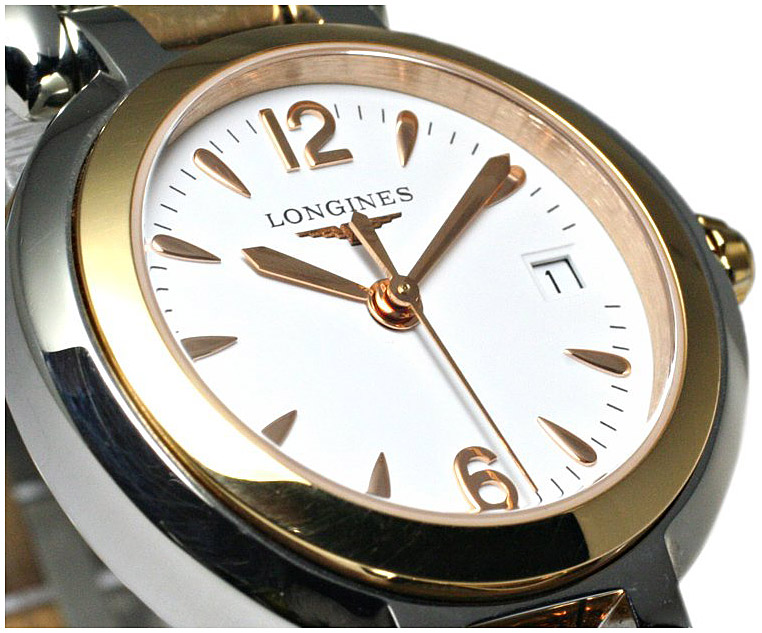 Женские часы Longines Longines PrimaLuna L8.110.5.16.6, механизм кварцевый, циферблат белый, браслет нержавеющая сталь + золото 18к — Изображение 3