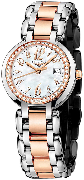 Женские часы Longines Longines PrimaLuna L8.110.5.88.6, механизм кварцевый, циферблат белый, браслет нержавеющая сталь + золото 18к — Изображение 2