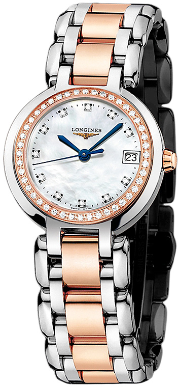 Женские часы Longines Longines PrimaLuna L8.110.5.89.6, механизм кварцевый, циферблат белый, браслет нержавеющая сталь + золото 18к — Изображение 2