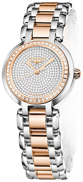 Женские часы Longines Longines PrimaLuna L8.110.5.99.7, механизм кварцевый, циферблат розовый, браслет нержавеющая сталь + золото 18к — Изображение 2