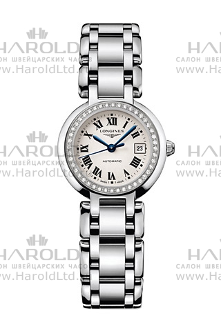 Женские часы Longines Longines PrimaLuna L8.111.0.71.6, механизм механический с автоподзаводом, циферблат серебристый, браслет нержавеющая сталь — Изображение 1