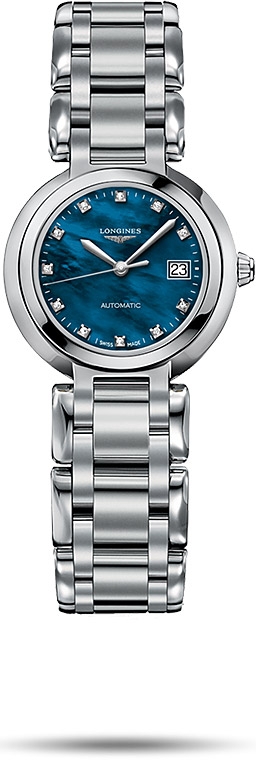 Женские часы Longines Longines PrimaLuna L8.111.4.98.6, механизм механический с автоподзаводом, циферблат синий, браслет нержавеющая сталь — Изображение 1