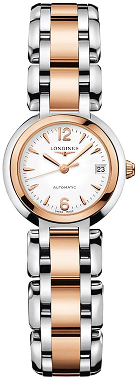 Женские часы Longines Longines PrimaLuna L8.111.5.16.6, механизм механический с автоподзаводом, циферблат белый, браслет нержавеющая сталь + золото 18к — Изображение 1