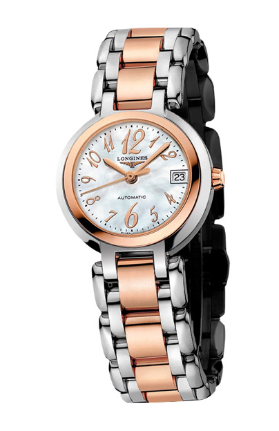 Женские часы Longines Longines PrimaLuna L8.111.5.83.6, механизм механический с автоподзаводом, циферблат белый, браслет нержавеющая сталь + золото 18к — Изображение 1