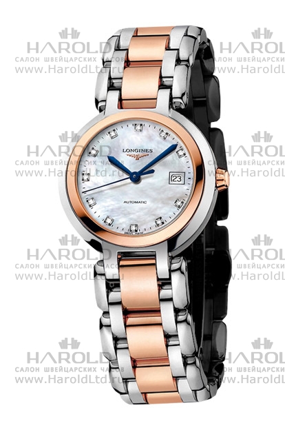 Женские часы Longines Longines PrimaLuna L8.111.5.87.6, механизм механический с автоподзаводом, циферблат белый, браслет нержавеющая сталь + золото 18к — Изображение 1