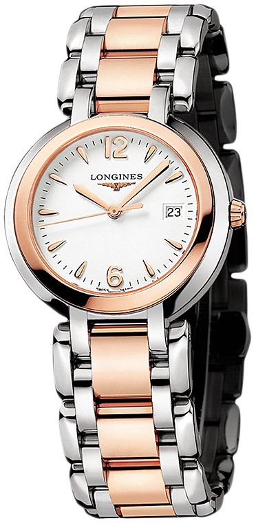 Женские часы Longines Longines PrimaLuna L8.112.5.16.6, механизм кварцевый, циферблат белый, браслет нержавеющая сталь + золото 18к — Изображение 2