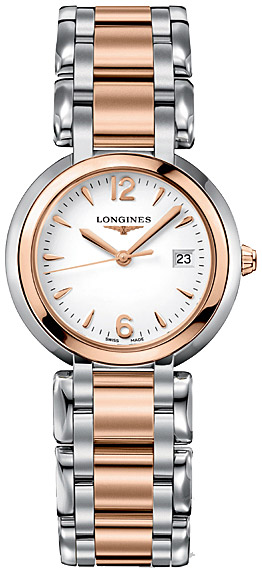 Женские часы Longines Longines PrimaLuna L8.112.5.16.6, механизм кварцевый, циферблат белый, браслет нержавеющая сталь + золото 18к — Изображение 1