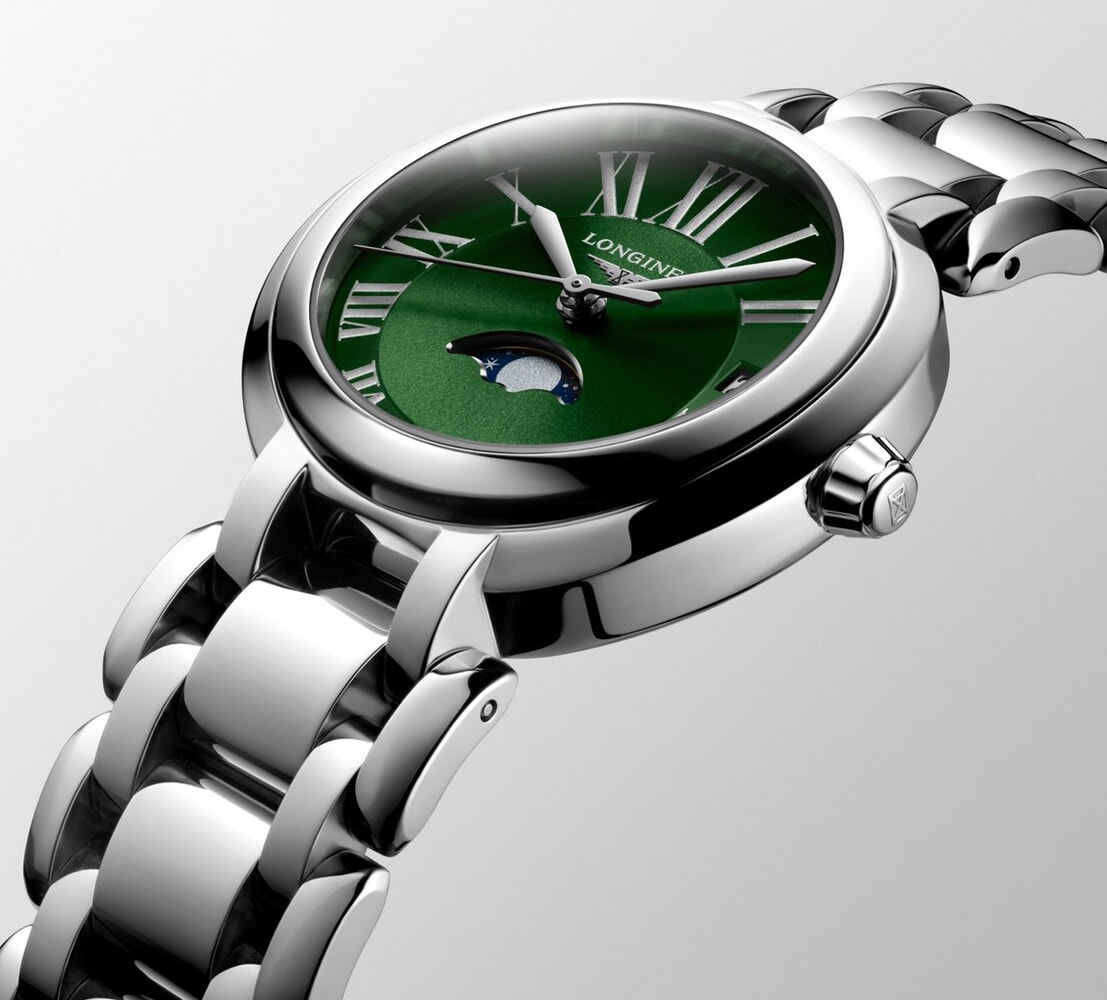 Женские кварцевый часы Longines Longines PrimaLuna L8.115.4.61.6 зеленый нержавеющая сталь — Изображение 2