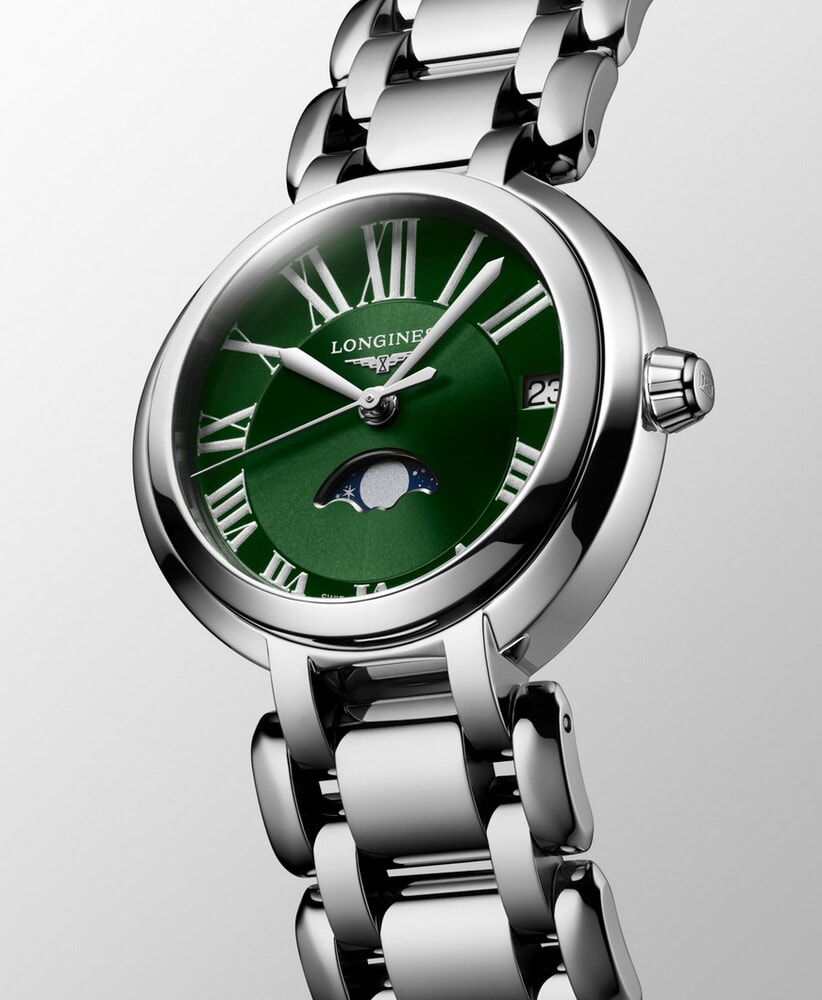 Женские кварцевый часы Longines Longines PrimaLuna L8.115.4.61.6 зеленый нержавеющая сталь — Изображение 6