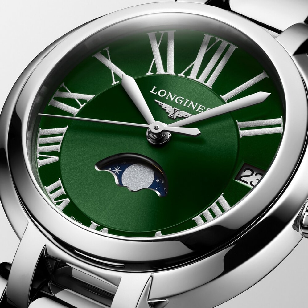 Женские кварцевый часы Longines Longines PrimaLuna L8.115.4.61.6 зеленый нержавеющая сталь — Изображение 7