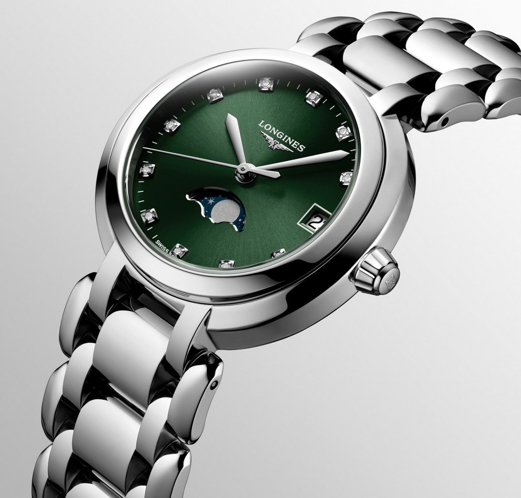 Женские кварцевый часы Longines Longines PrimaLuna L8.115.4.67.6 зеленый нержавеющая сталь — Изображение 2