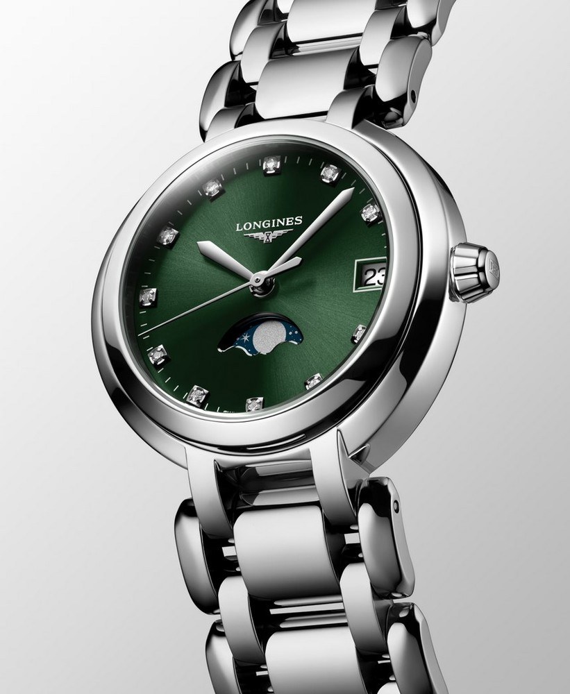 Женские кварцевый часы Longines Longines PrimaLuna L8.115.4.67.6 зеленый нержавеющая сталь — Изображение 5