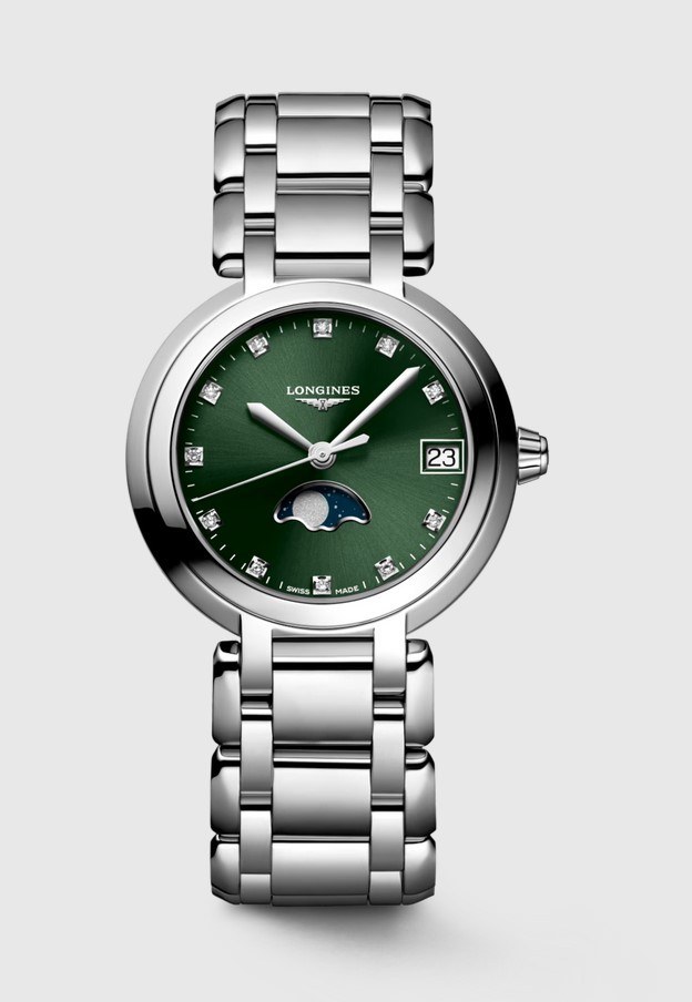 Женские кварцевый часы Longines Longines PrimaLuna L8.115.4.67.6 зеленый нержавеющая сталь — Изображение 1