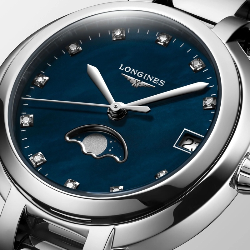 Женские часы Longines Longines PrimaLuna L8.115.4.98.6, механизм кварцевый, циферблат синий, браслет нержавеющая сталь — Изображение 4