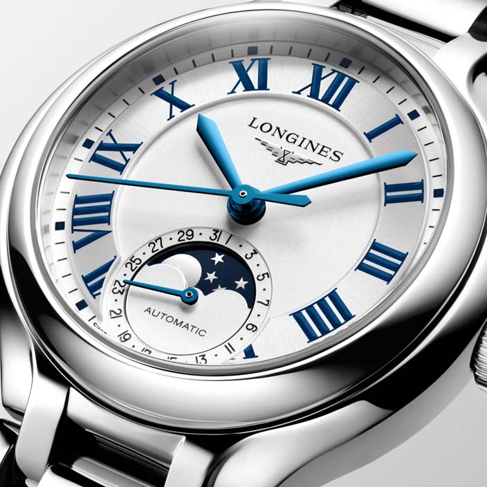 Женские часы Longines Longines PrimaLuna L8.126.4.71.6, механизм механический с автоподзаводом, циферблат серебристый, браслет нержавеющая сталь — Изображение 2
