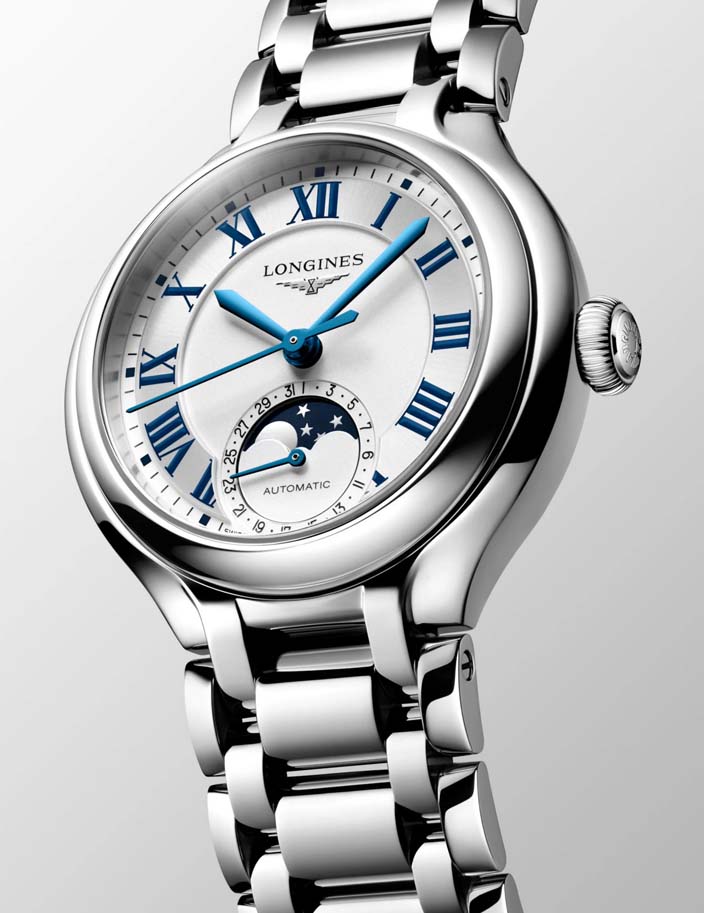 Женские часы Longines Longines PrimaLuna L8.126.4.71.6, механизм механический с автоподзаводом, циферблат серебристый, браслет нержавеющая сталь — Изображение 4