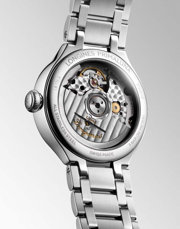 Женские часы Longines Longines PrimaLuna L8.126.4.71.6, механизм механический с автоподзаводом, циферблат серебристый, браслет нержавеющая сталь — Изображение 5
