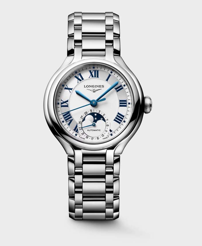Женские часы Longines Longines PrimaLuna L8.126.4.71.6, механизм механический с автоподзаводом, циферблат серебристый, браслет нержавеющая сталь — Изображение 1