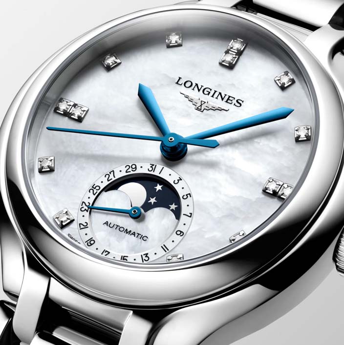 Женские часы Longines Longines PrimaLuna L8.126.4.87.6, механизм механический с автоподзаводом, циферблат серебристый, браслет нержавеющая сталь — Изображение 2