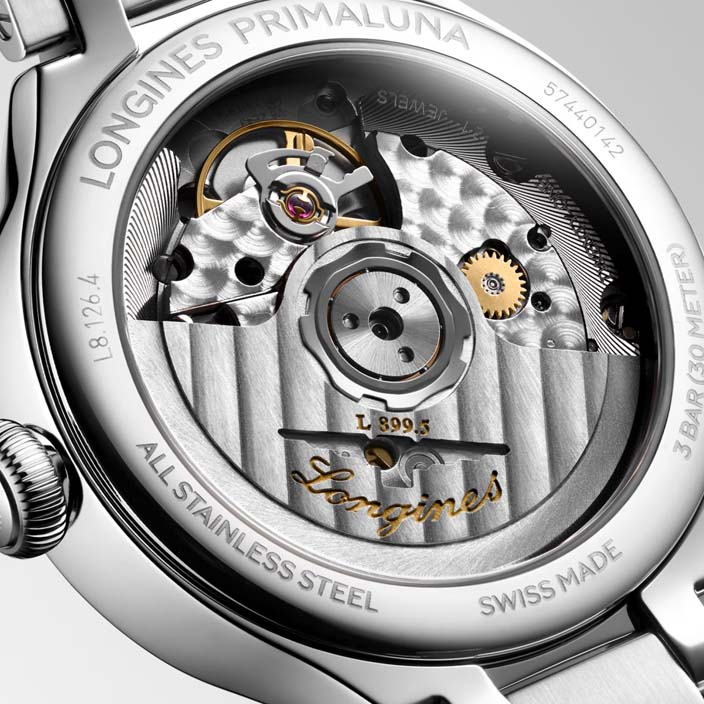 Женские часы Longines Longines PrimaLuna L8.126.4.87.6, механизм механический с автоподзаводом, циферблат серебристый, браслет нержавеющая сталь — Изображение 3