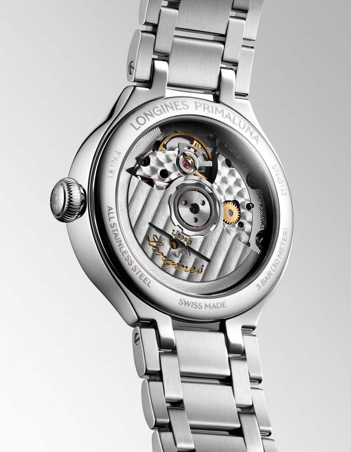 Женские часы Longines Longines PrimaLuna L8.126.4.87.6, механизм механический с автоподзаводом, циферблат серебристый, браслет нержавеющая сталь — Изображение 5