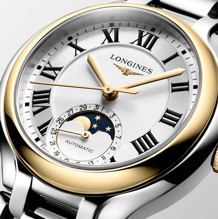 Женские часы Longines Longines PrimaLuna L8.126.5.79.7, механизм механический с автоподзаводом, циферблат серебристый, браслет нержавеющая сталь + золото 18к — Изображение 2