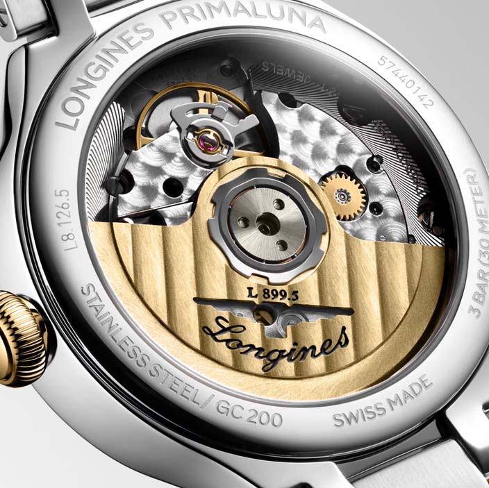 Женские часы Longines Longines PrimaLuna L8.126.5.79.7, механизм механический с автоподзаводом, циферблат серебристый, браслет нержавеющая сталь + золото 18к — Изображение 3