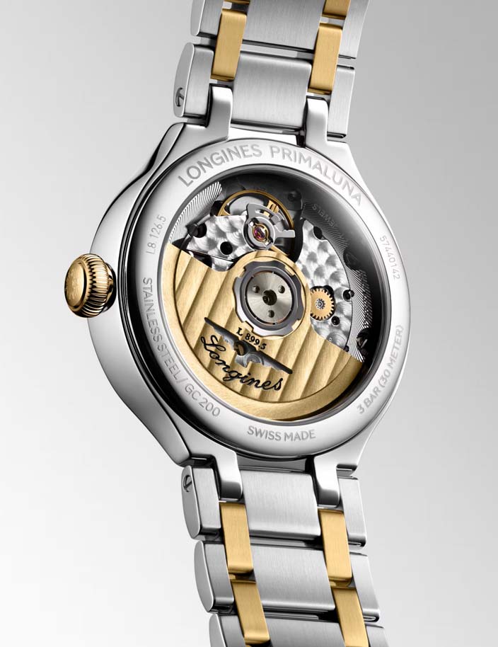 Женские часы Longines Longines PrimaLuna L8.126.5.79.7, механизм механический с автоподзаводом, циферблат серебристый, браслет нержавеющая сталь + золото 18к — Изображение 5