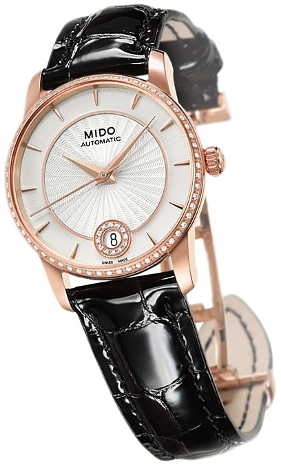 Женские часы Mido Baroncelli M007.207.66.036.26, механизм механический с автоподзаводом, циферблат серебристый, браслет кожа — Изображение 2