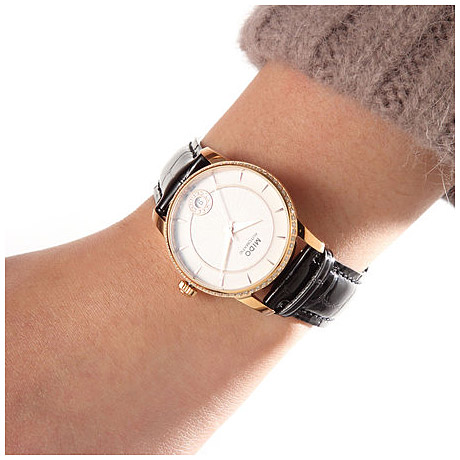 Женские часы Mido Baroncelli M007.207.66.036.26, механизм механический с автоподзаводом, циферблат серебристый, браслет кожа — Изображение 3