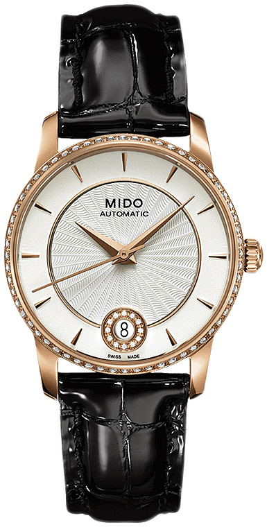 Женские часы Mido Baroncelli M007.207.66.036.26, механизм механический с автоподзаводом, циферблат серебристый, браслет кожа — Изображение 1