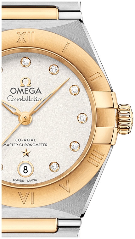 Женские часы Omega Constellation 131.20.29.20.52.002, механизм механический хронометр с автоподзаводом, циферблат серебристый, браслет нержавеющая сталь + золото 18к — Изображение 2