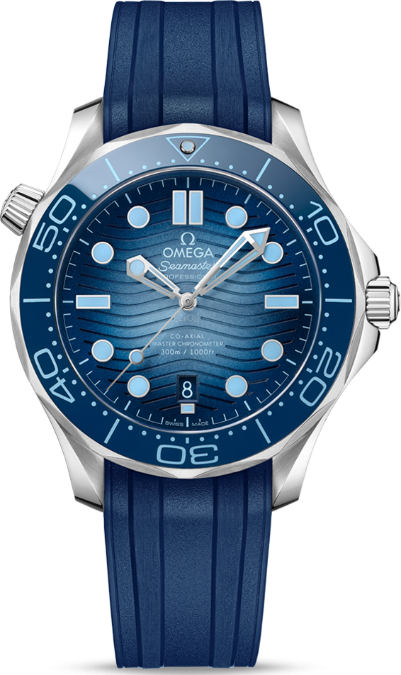 Мужские часы Omega Seamaster Diver 300 m 210.32.42.20.03.002, механизм механический с автоподзаводом, циферблат синий, браслет каучук — Изображение 1