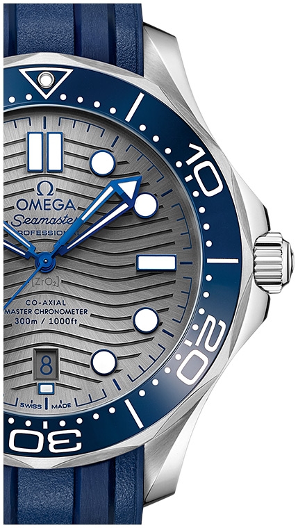 Мужские часы Omega Seamaster Diver 300 m 210.32.42.20.06.001, механизм механический хронометр с автоподзаводом, циферблат серебристый, браслет каучук — Изображение 2