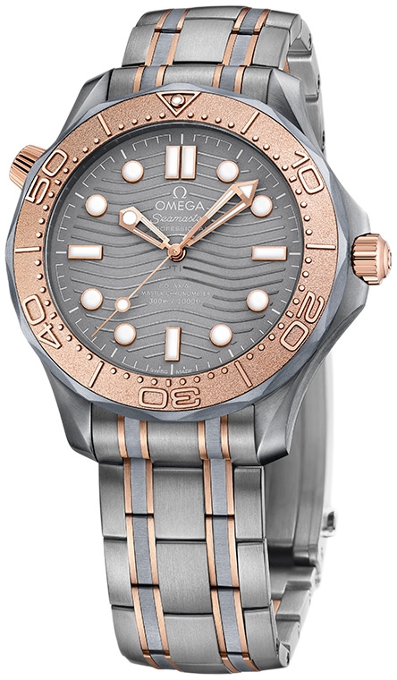 Мужские механический хронометр с автоподзаводом часы Omega Seamaster Diver 300 m 210.60.42.20.99.001 серебристый титан + тантал + золото 18к — Изображение 3