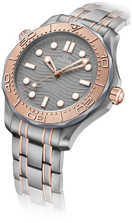 Мужские механический хронометр с автоподзаводом часы Omega Seamaster Diver 300 m 210.60.42.20.99.001 серебристый титан + тантал + золото 18к — Изображение 4