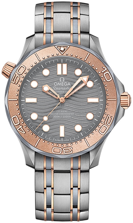 Мужские механический хронометр с автоподзаводом часы Omega Seamaster Diver 300 m 210.60.42.20.99.001 серебристый титан + тантал + золото 18к — Изображение 1