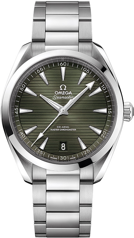 Мужские часы Omega Seamaster Aqua Terra 150 m 220.10.41.21.10.001, механизм механический хронометр с автоподзаводом, циферблат зеленый, браслет нержавеющая сталь — Изображение 1
